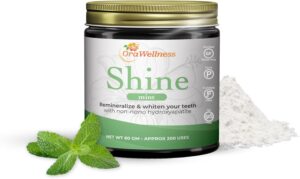 OraWellness Shine Remineralizing Tooth Powder, Natural Teeth Whitening Powder with Hydroxyapatite, Flouride Free Tooth Repair, Natural Teeth Whitening, Teeth Polish & Stain Remover, Fresh Mint
