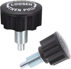 2 Pack Exercise Bike Pull Pin Spring Knob Replacement Universal M16 Pop Screw Height Adjust Locking Grip for Statioanry Cycling Bicyle Fitness Equipment Machines Weight Bench Bikes