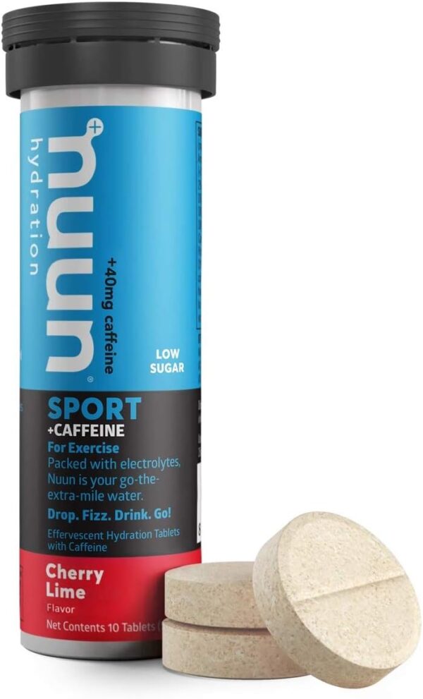 Nuun Sport + Caffeine: Electrolyte Drink Tablets, Cherry Limeade, 1 Tube (10 Servings)