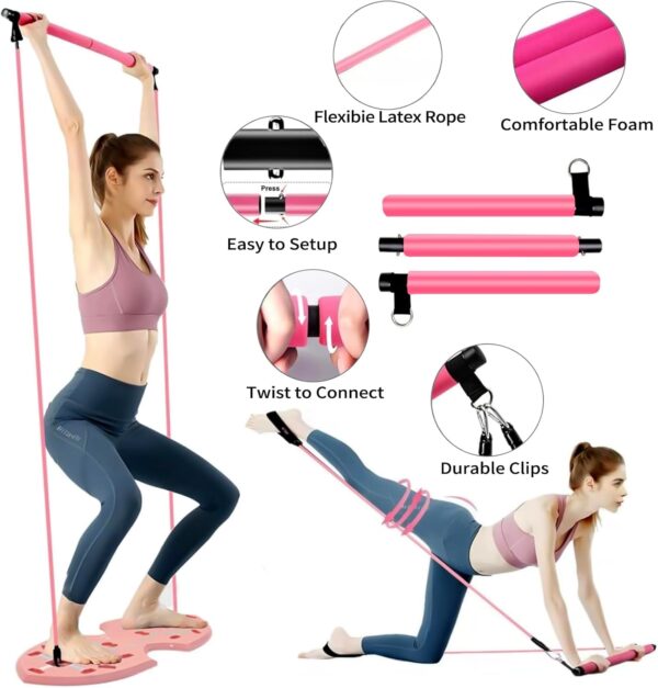 61PA-q2s-VL._AC_SL1500_.jpg LALAHIGH Portable Home Gym System for Men and Women:Push Up Board, Pilates Bar & 20 Fitness Accessories with Resistance Bands and Ab Roller Wheel-Professional Strength Training Exercise
