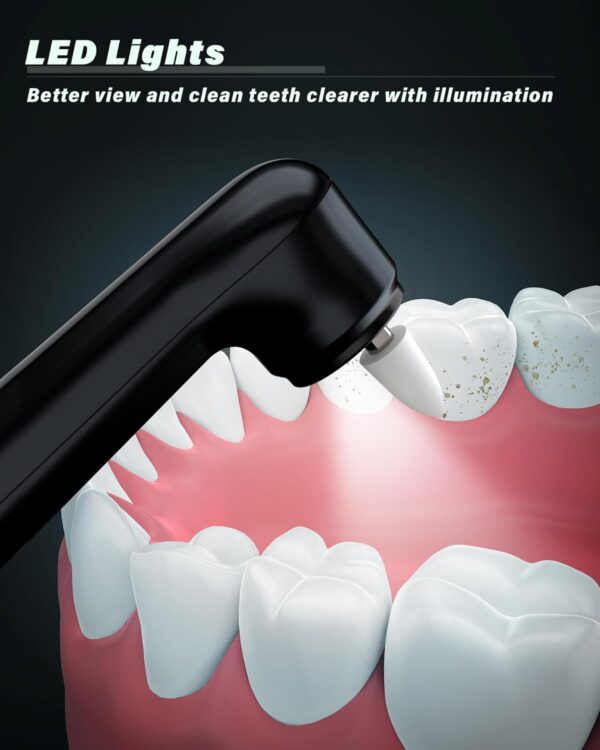 Tooth Polisher, Rechargeable Tooth Whitening Kit for Teeth Cleaning and Whitening, with 3 Tooth Polish Paste and 5 Brush Heads, LED Light, Easy to Use at-Home Personal Dental Care Kit