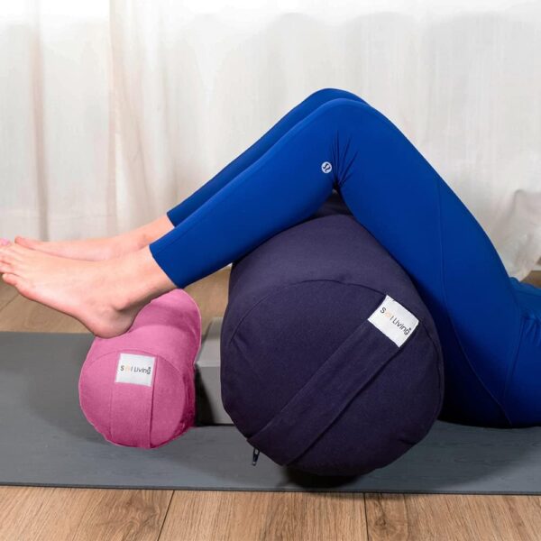 Sol Living Yoga Bolster Pillow for Restorative Yoga Meditation Bolster 100% Cotton Cylindrical Meditation Cushion Firm Yoga Cushion Bolster Washable Cover Body Pillow for Balance Support Asana Poses