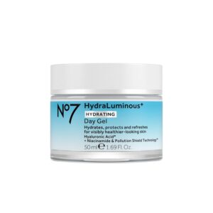 No7 HydraLuminous+ Hydrating Day Gel Moisturizer - Hyaluronic Acid and Vitamin B3 Niacinamide Face Moisturizer to Hydrate, Protect & Refresh Skin - Supports Skin Barrier Repair (1.69 Fl Oz)