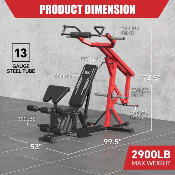 SPART Leverage Gym Machine, Multifunction Strength Training Workout Station, Plate Loaded Lever Gym with Multi Bench Press for Chest, Shoulder, Back, Core, Leg, Full Body Workout Machine for Home Gym