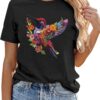 Hummingbird Shirts for Women Vintage Tee Summer Graphics Tee Shirt Floral Tops Womens Loose Life T-Tops