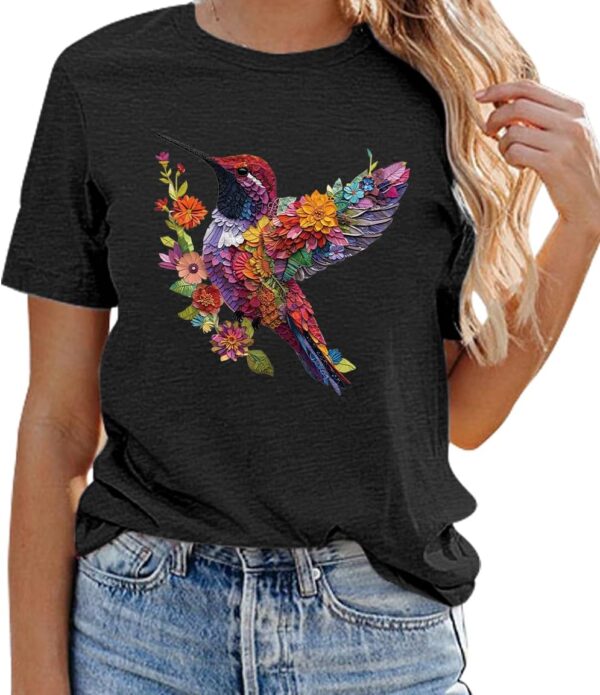 Hummingbird Shirts for Women Vintage Tee Summer Graphics Tee Shirt Floral Tops Womens Loose Life T-Tops