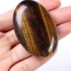 MANIFO 2.4Inch Large Tiger Eye Crystal Worry Stone Reiki Healing Crystals Polished Palm Gemstone Thumb Pocket Stone for Massage Stress Relief Meditation Balancing
