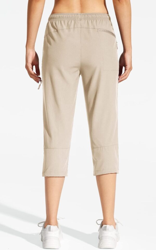 MOCOLY Women's Cargo Hiking Pants Elastic Waist Quick Dry Lightweight Outdoor Water Resistant UPF 50+ Long Pants Zipper