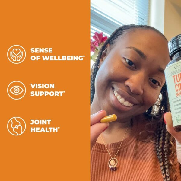 Turmeric Saffron Supplements with Cinnamon & Cardamom - Antioxidant Joint Support Supplement Contains Turmeric Curcumin with Black Pepper for Mood, Memory, Eye Health & Well-Being (Pack of 2)