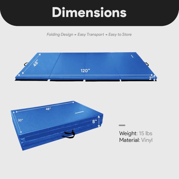 BalanceFrom Folding Gymnastics Mat, Home Gym Floor Tumbling Equipment, 4' x 10' x 2"