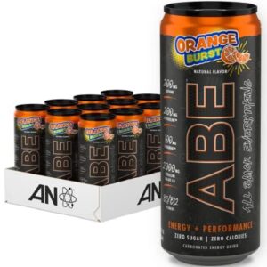 All Black Everything Sugar Free Energy Drink | Orange Burst | 0 Calories | 12 Pack | 200mg Natural Caffeine | Pre-Workout Sport Drink for Men and Women