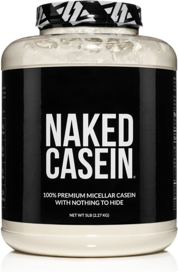 Naked Casein - 5Lb Micellar Casein Protein Powder - Bulk, GMO-Free, Gluten Free, Soy Free, Preservative Free - Stimulate Muscle Growth - Enhance Recovery - 76 Servings