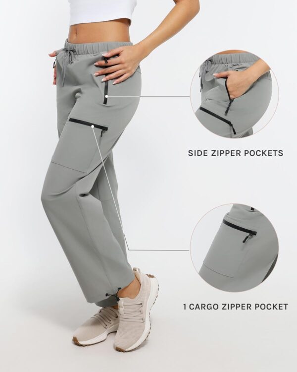 Women's Hiking Cargo Pants Quick Dry Lightweight Joggers with Multiple Zipper Pockets Adjustable Cuffs for Travel