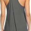 Bestisun Workout Yoga Athletic Shirts Racerback Long Tank Tops Loose fit for Women