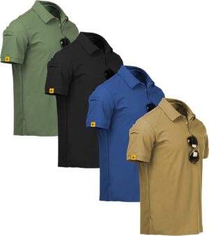 ZITY 4 Pack Mens Polo Shirt Short Sleeve Sports Golf Tennis T-Shirt Athletic Collared Tactical Shirts