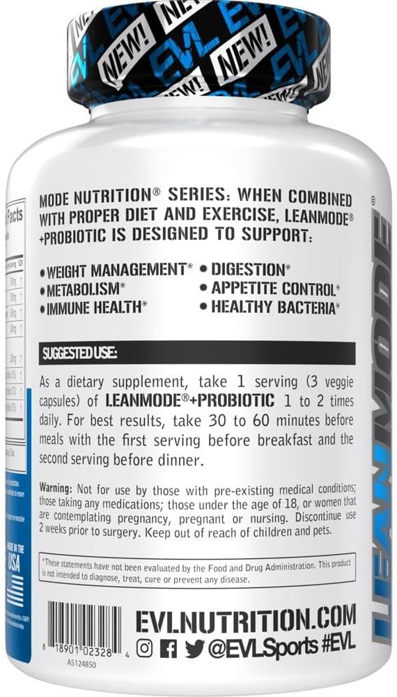 Evlution Nutrition Leanmode + Probiotic, Advanced Probiotic Capsule Supplement, 15 Billion CFUs per Serving, Digestive Support & Gut Health (40 Servings)