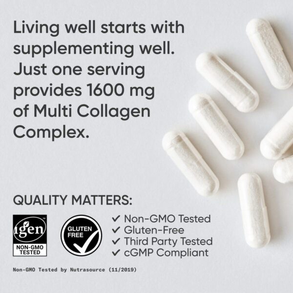 Sports Research Multi Collagen Pills (Type I, II, III, V, X) Hydrolyzed Collagen Peptides with Hyaluronic Acid + Vitamin C | Non-GMO Verified & Gluten Free - 90 Capsules