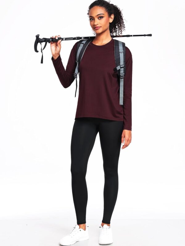 Long Sleeve Workout Tops for Women Athletic Crewneck Hiking Shirt Loose Fit Casual Tops
