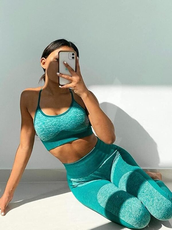 OLCHEE Women’s Workout Sets 2 Piece - Seamless Yoga Leggings and Cross-Strap Sports Bra Gym Outfits Activewear Matching Set