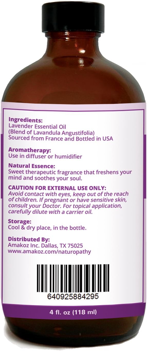 Naturopathy Lavender Essential Oil, 100% Natural Therapeutic Grade, Premium Quality Lavender Oil, 4 fl. Oz - Perfect for Aromatherapy and Relaxation