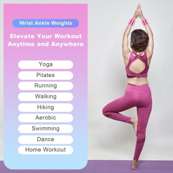 REALIKE Wrist Weights Ankle Weights for Women, Wearable Arm & Leg Weights Set of 2 (1LB Each) Adjustable Silicone Workout Ankle Weights for Walking, Yoga, Pilates,Aerobics,Gym