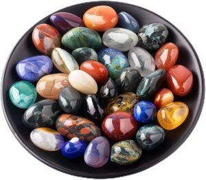 Polished Multicolor Healing Crystal Stone Set – 24 Types of 0.6" Handpicked Tumbled Stones for Healing, Reiki, Meditation, Crafting, Home Decor, Ethically Sourced, Mixed Crystals-0.6"