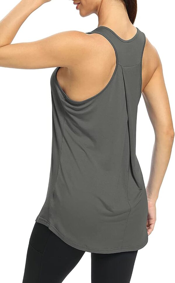 Bestisun Workout Yoga Athletic Shirts Racerback Long Tank Tops Loose fit for Women