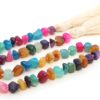 Agate Stone Hand Knotted Garland Modern Farmhouse Rustic Table Home Decor, 30inch Meditation Accessories with Tassel, Prayer Healing Beads Boho Wall Shelf Hanging Decoration (Deep Multicolor)