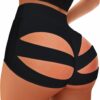 Scrunch Booty Shorts for Women V Back High Waisted Yoga Shorts Cut Out Rave Bottoms Butt Lifting Short Mini Hot Pants