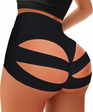 Scrunch Booty Shorts for Women V Back High Waisted Yoga Shorts Cut Out Rave Bottoms Butt Lifting Short Mini Hot Pants