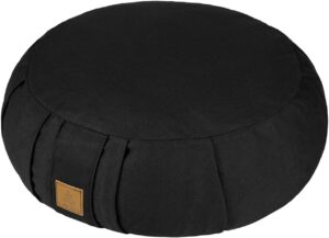 Round Zafu Meditation Cushion, D=15" H=5.5" Zabuton Meditation Pillow, Yoga Bolster/Pillow, Floor seat, Zippered Organic Cotton Cover, Natural Buckwheat, Kneeling Pillow - Grey