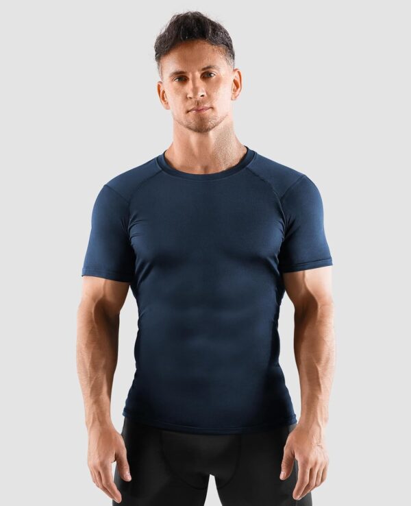 Niksa Men's Compression Shirts, Short Sleeve Athletic Compression Tops Dry Workout T Shirt, Rash Guard Base Layer Undershirt