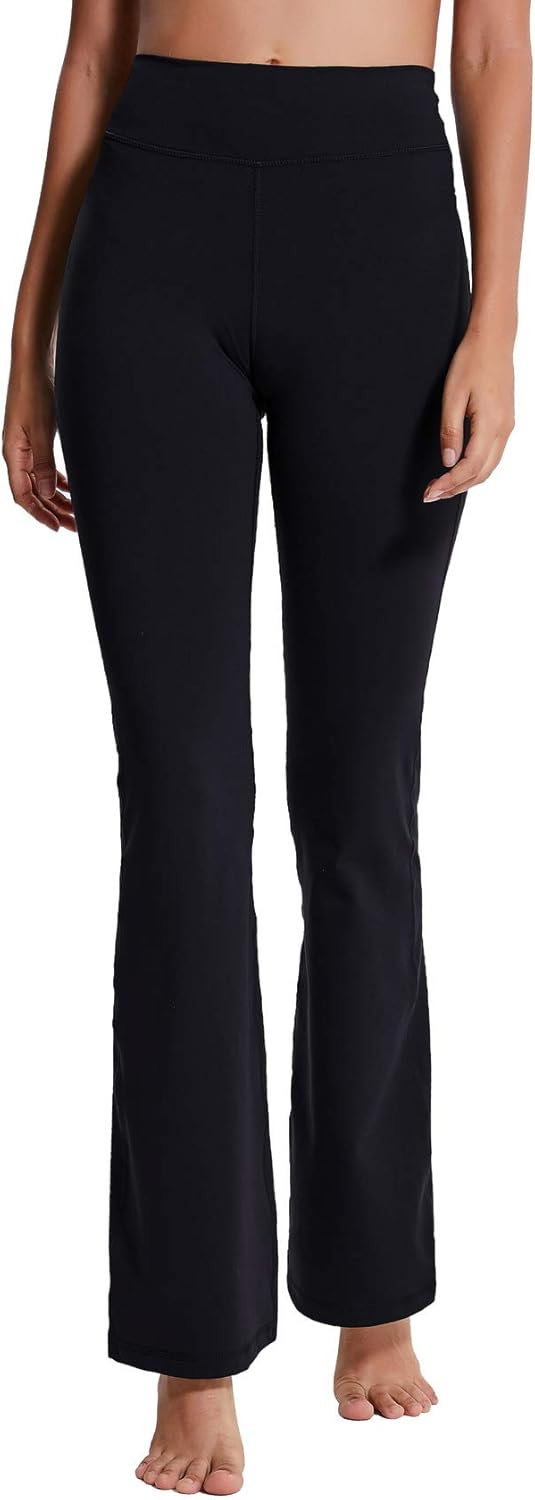 ChinFun Bootcut Wide Leg Yoga Pants with Pockets for Women Bootleg High Waist Workout Tummy Control Flare Work Pants