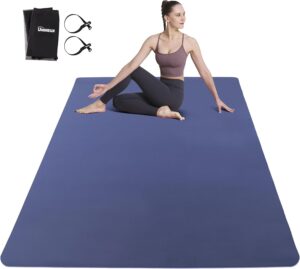 Large Yoga Mat for Men and Women 1/4 & 2/5 Inch Extra Thick TPE Fitness Mat for Home Gym Workout, Non-Slip, Eco Friendly Exercise Mat for Yoga, Pilates, Stretching, Meditation