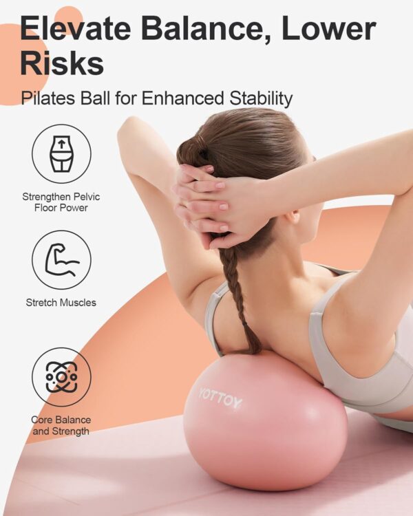 YOTTOY Pilates Ball, 10-inch Exercise Ball with Anti-Burst Technology for Stability, Stability Ball for Yoga, Pilates, Physical Therapy, Home Gym and Office Fitness Equipment