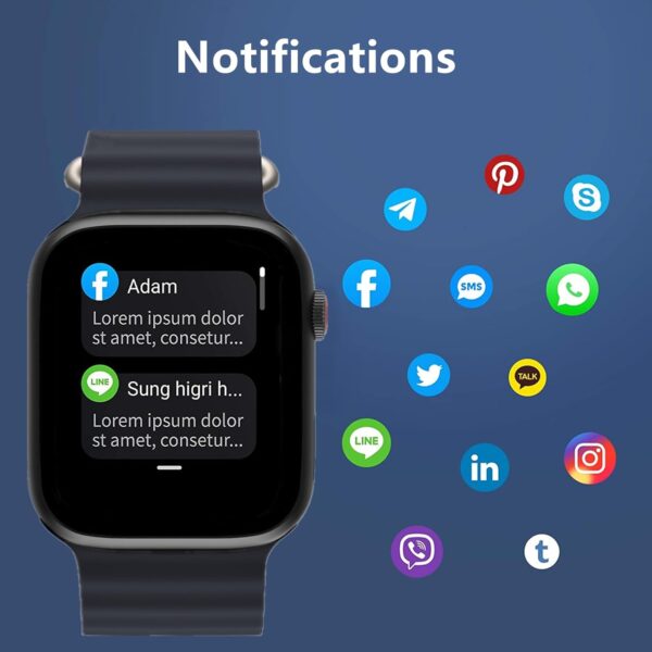 Smart Watch for Women Men for Android Phones iPhone Compatible, 2.09'' Smartwatches Fitness Tracker with Call/SMS/Heart Rate/Blood Oxygen Monitor/Pedometer/2 Bnads (Blue)