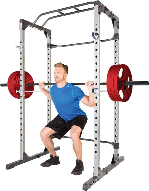 Fitness Reality Squat Rack Power Cage | Optional LAT Pulldown & Leg Holdown Attachment | Squat and Bench Rack Combos | Super Max 810 XLT