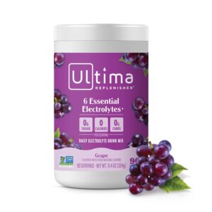 Ultima Replenisher Daily Electrolyte Powder Drink Mix – Grape, 90 Servings – Hydration Powder with 6 Key Electrolytes and Trace Minerals – Keto Friendly, Vegan, Non-GMO and Sugar-Free