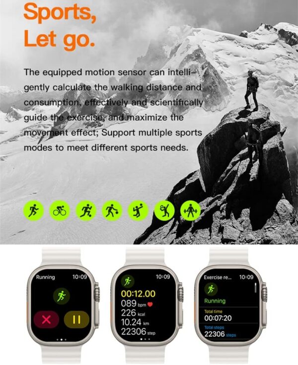 Smart Watch for Men Women Android iPhone Compatible, 2.09'' Smartwatch Fitness Tracker Watch with Heart Rate Blood Oxygen Sleep Monitor Pedometer Bluetooth Call SMS & 2 Bands (Black)