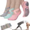 Ozaiic Yoga Socks for Women Non-Slip Grips & Straps, Ideal for Pilates, Pure Barre, Ballet, Dance, Barefoot Workout