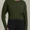 Mippo Womens Loose Long Sleeve Workout Crop Top Batwing Sleeve Shirts with Thumb Holes