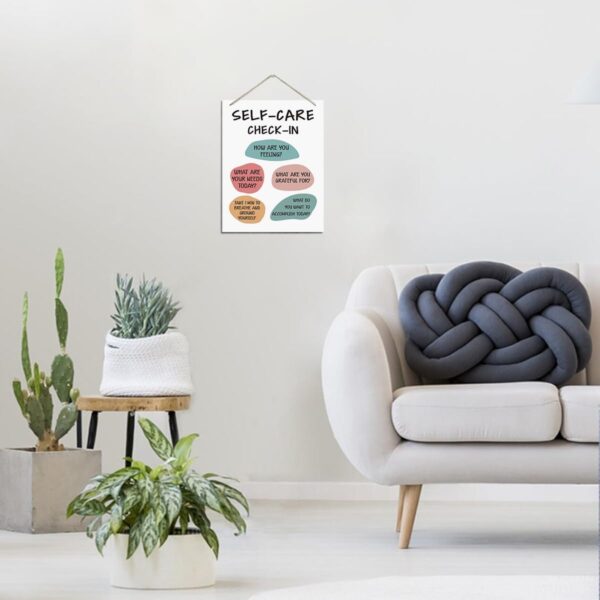Self-care Check-in Sign, Mental Health Wood Sign, Rustic Hanging Wood Plaque Sign, Classroom Decor, Well-being Decor, Wall Decor Art, Therapist Office Decor, Counseling Room Hanging Decor