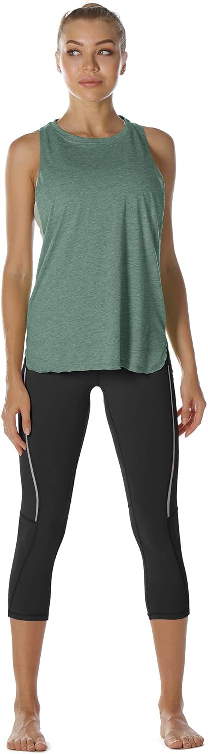 icyzone Women's Racerback High Neck Workout Athletic Yoga Muscle Tank Tops