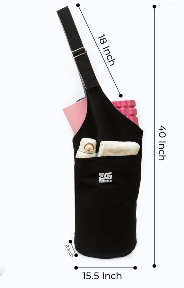 Yoga Mat Bag, Durable Canvas Yoga Mat Carrier Bag with Adjustable Strap & Inside Zipper Pocket, Large Capacity Yoga Bag for Gym, Pilates, Beach, Travel, and Everyday Use