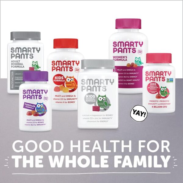 SmartyPants Kids Mineral Chews: Magnesium Citrate & Calcium Supplement with Vitamin D3, Vitamin C, K2, Zinc & Selenium for Immune Support, 60 Count (30 Day Supply)