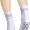 YUEDGE Yoga Pilates Socks for Women, Cushioned Grip Socks Non Slip Crew Workout Training Athletic Socks, 3 Pairs