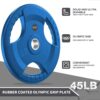 SPART 2-Inch Color Rubber Coated Olympic Grip Plate in Pairs or Single for Strength Training, Weightlifting and Bodybuilding, Solid Cast Iron Weight Plates for Barbell, 2.5LB/5LB/10LB/25LB/35LB/45LB, Two Years Warranty