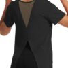 Bestisun Women Short Sleeve Workout Athletic Shirts Tie Back Sports Gym Tops Mesh Yoga Clothes