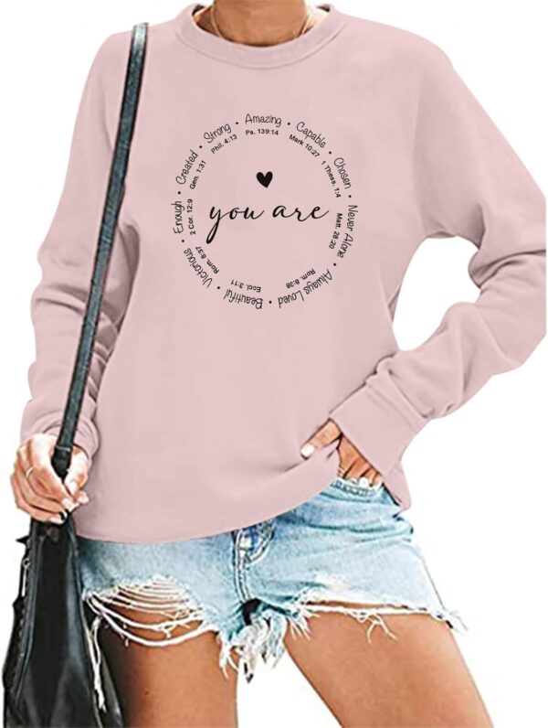 Christian Sweatshirts for Women Faith Jesus You Are Enough Inspirational Shirts Blessed Saying Positive Pullover Top