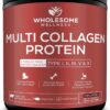 Multi Collagen Protein Powder Hydrolyzed (Type I II III V X) Grass-Fed All-in-One Super Bone Broth + Collagen Peptides - Premium Blend of Beef, Chicken, Wild Fish, Eggshell, 58 Servings, Unflavoured